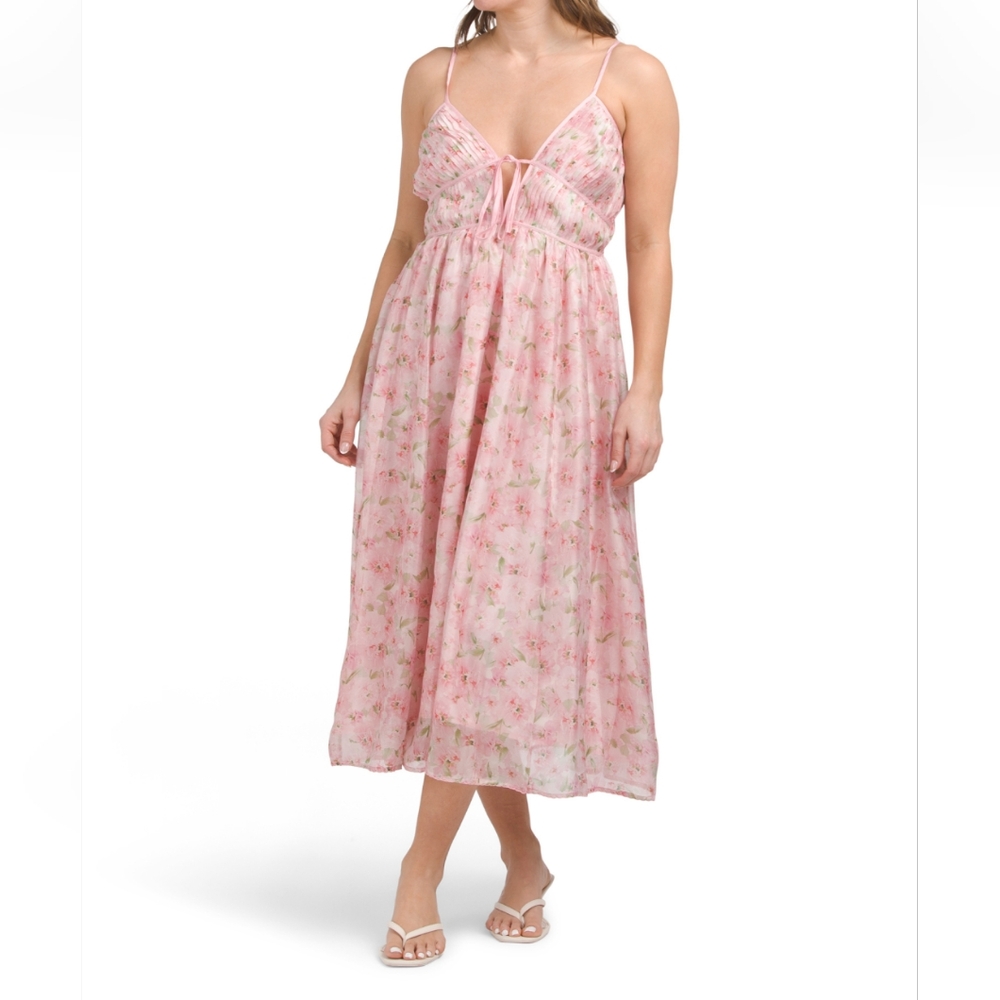 En Saison Pink Floral Midi Dress New With Tag Size Medium